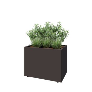 Oceľový kvetináč - Obdĺžnik - 80 x 50 x 60 cm - Iná farba RAL - So spodnou doskou - S nohami