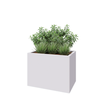 Oceľový kvetináč - Obdĺžnik - 80 x 50 x 60 cm - RAL9010 matný (biela) - So spodnou doskou