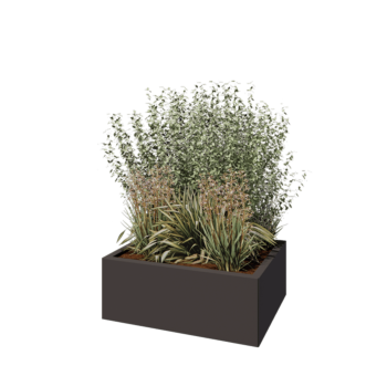 Oceľový kvetináč - Obdĺžnik - 80 x 60 x 30 cm - RAL7016 matný (antracitová sivá) - So spodnou doskou