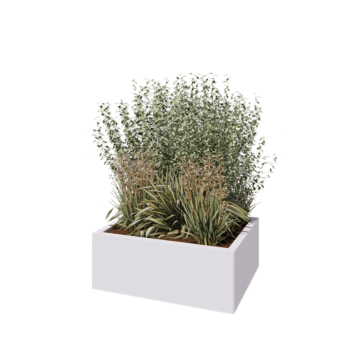 Oceľový kvetináč - Obdĺžnik - 80 x 60 x 30 cm - RAL9010 matný (biela) - Bez spodnej dosky