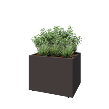 Oceľový kvetináč - Obdĺžnik - 80 x 60 x 60 cm - Iná farba RAL - So spodnou doskou - S nohami