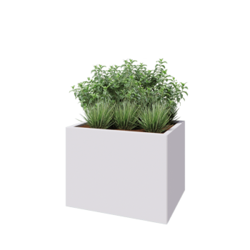 Oceľový kvetináč - Obdĺžnik - 80 x 60 x 60 cm - RAL9010 matný (biela) - Bez spodnej dosky