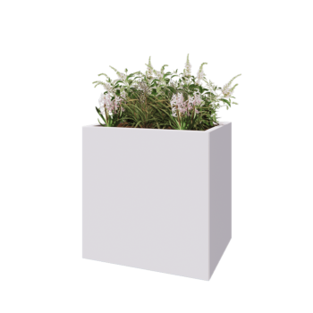 Oceľový kvetináč - Obdĺžnik - 80 x 60 x 80 cm - RAL9010 matný (biela) - Bez spodnej dosky