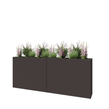 Oceľový kvetináč XXL - Obdĺžnik - 200 x 30 x 80 cm - RAL7016 matný (antracitová sivá) - So spodnou doskou