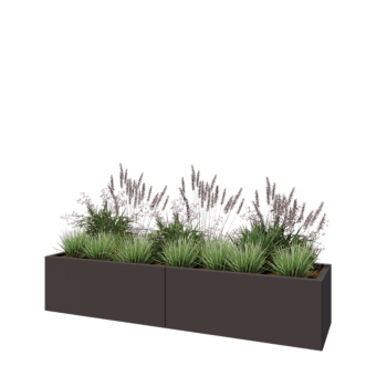 Oceľový kvetináč XXL - Obdĺžnik - 200 x 50 x 40 cm - RAL7016 matný (antracitová sivá) - So spodnou doskou