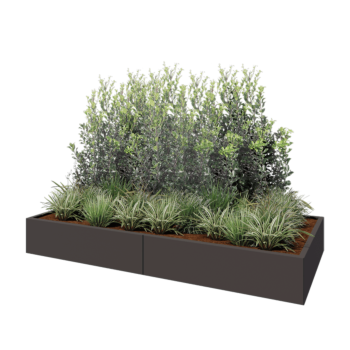 Oceľový kvetináč XXL - Obdĺžnik - 240 x 100 x 30 cm - Iná farba RAL - So spodnou doskou