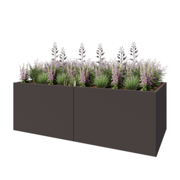 Oceľový kvetináč XXL - Obdĺžnik - 240 x 100 x 80 cm - Iná farba RAL - So spodnou doskou