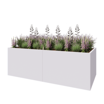 Oceľový kvetináč XXL - Obdĺžnik - 240 x 100 x 80 cm - RAL9010 matný (biela) - So spodnou doskou