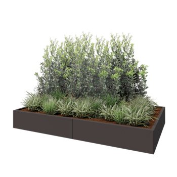 Oceľový kvetináč XXL - Obdĺžnik - 240 x 120 x 30 cm - Iná farba RAL - So spodnou doskou