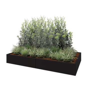 Oceľový kvetináč XXL - Obdĺžnik - 240 x 120 x 30 cm - RAL9005 matný (čierny) - Bez spodnej dosky