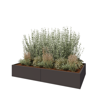 Oceľový kvetináč XXL - Obdĺžnik - 240 x 120 x 40 cm - RAL7016 matný (antracitová sivá) - So spodnou doskou