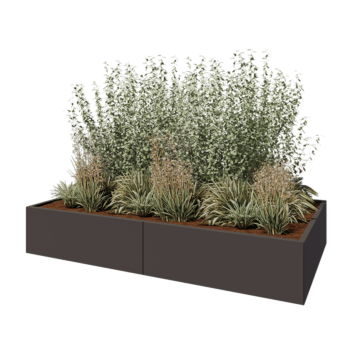 Oceľový kvetináč XXL - Obdĺžnik - 240 x 120 x 40 cm - Iná farba RAL - Bez spodnej dosky