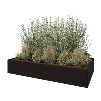 Oceľový kvetináč XXL - Obdĺžnik - 240 x 120 x 40 cm - RAL9005 matný (čierny) - Bez spodnej dosky