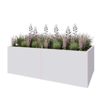 Oceľový kvetináč XXL - Obdĺžnik - 240 x 120 x 80 cm - RAL9010 matný (biela) - Bez spodnej dosky
