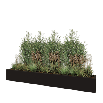 Oceľový kvetináč XXL - Obdĺžnik - 240 x 30 x 30 cm - RAL9005 matný (čierny) - Bez spodnej dosky