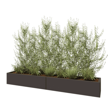 Oceľový kvetináč XXL - Obdĺžnik - 240 x 40 x 30 cm - Iná farba RAL - So spodnou doskou