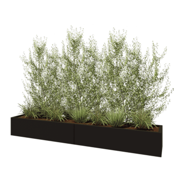 Oceľový kvetináč XXL - Obdĺžnik - 240 x 40 x 30 cm - RAL9005 matný (čierny) - Bez spodnej dosky