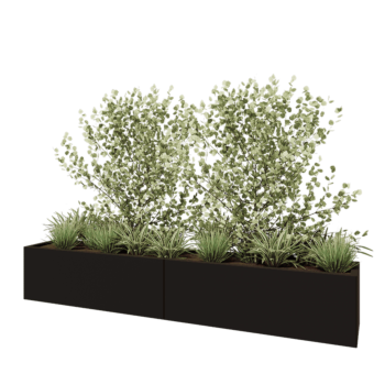 Oceľový kvetináč XXL - Obdĺžnik - 240 x 40 x 40 cm - RAL9005 matný (čierny) - Bez spodnej dosky