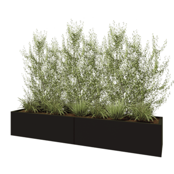 Oceľový kvetináč XXL - Obdĺžnik - 240 x 50 x 40 cm - RAL9005 matný (čierny) - Bez spodnej dosky