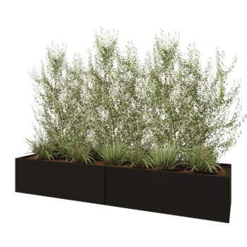 Oceľový kvetináč XXL - Obdĺžnik - 240 x 60 x 40 cm - RAL9005 matný (čierny) - So spodnou doskou