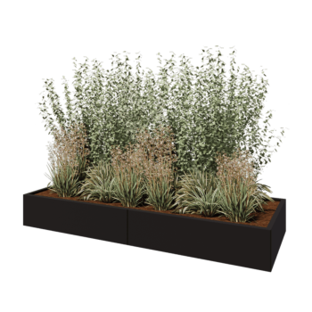 Oceľový kvetináč XXL - Obdĺžnik - 240 x 80 x 30 cm - RAL9005 matný (čierny) - So spodnou doskou