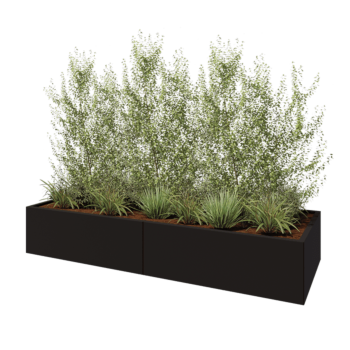Oceľový kvetináč XXL - Obdĺžnik - 240 x 80 x 40 cm - RAL9005 matný (čierny) - Bez spodnej dosky