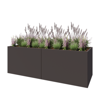 Oceľový kvetináč XXL - Obdĺžnik - 240 x 80 x 80 cm - Iná farba RAL - So spodnou doskou