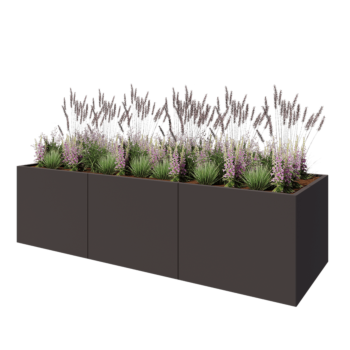 Oceľový kvetináč XXL - Obdĺžnik - 300 x 100 x 80 cm - RAL7016 matný (antracitová sivá) - Bez spodnej dosky