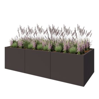 Oceľový kvetináč XXL - Obdĺžnik - 300 x 120 x 80 cm - Iná farba RAL - Bez spodnej dosky