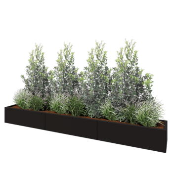 Oceľový kvetináč XXL - Obdĺžnik - 300 x 40 x 30 cm - RAL9005 matný (čierny) - Bez spodnej dosky