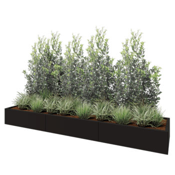 Oceľový kvetináč XXL - Obdĺžnik - 300 x 60 x 30 cm - RAL9005 matný (čierny) - Bez spodnej dosky