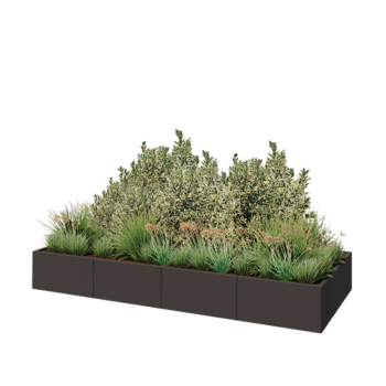 Oceľový kvetináč XXL - Obdĺžnik - 320 x 120 x 40 cm - Iná farba RAL - So spodnou doskou