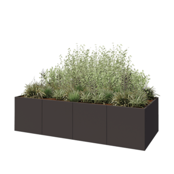 Oceľový kvetináč XXL - Obdĺžnik - 320 x 120 x 80 cm - Iná farba RAL - Bez spodnej dosky