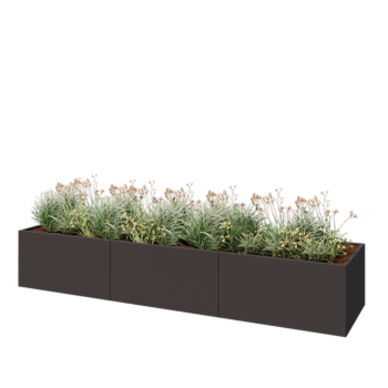 Oceľový kvetináč XXL - Obdĺžnik - 360 x 80 x 60 cm - Iná farba RAL - So spodnou doskou