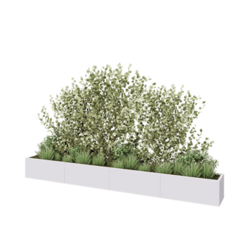 Oceľový kvetináč XXL - Obdĺžnik - 400 x 40 x 40 cm - RAL9010 matný (biela) - So spodnou doskou