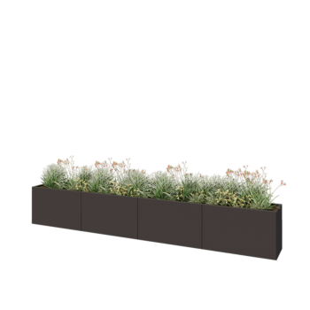 Oceľový kvetináč XXL - Obdĺžnik - 400 x 40 x 60 cm - RAL7016 matný (antracitová sivá) - So spodnou doskou