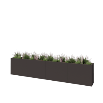 Oceľový kvetináč XXL - Obdĺžnik - 400 x 40 x 80 cm - Iná farba RAL - So spodnou doskou