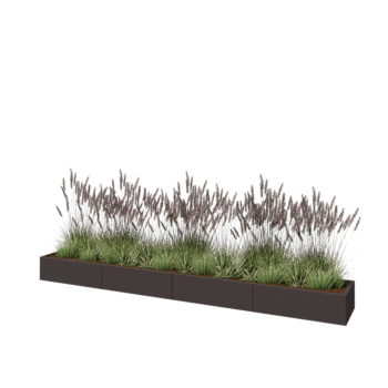 Oceľový kvetináč XXL - Obdĺžnik - 400 x 50 x 30 cm - RAL7016 matný (antracitová sivá) - So spodnou doskou