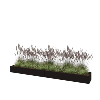 Oceľový kvetináč XXL - Obdĺžnik - 400 x 50 x 30 cm - RAL9005 matný (čierny) - So spodnou doskou