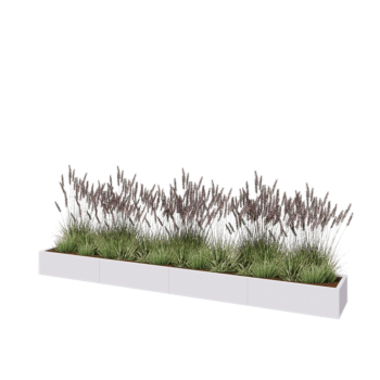 Oceľový kvetináč XXL - Obdĺžnik - 400 x 50 x 30 cm - RAL9010 matný (biela) - So spodnou doskou