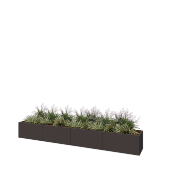 Oceľový kvetináč XXL - Obdĺžnik - 400 x 50 x 50 cm - RAL7016 matný (antracitová sivá) - So spodnou doskou