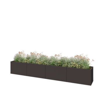 Oceľový kvetináč XXL - Obdĺžnik - 400 x 50 x 60 cm - RAL7016 matný (antracitová sivá) - So spodnou doskou