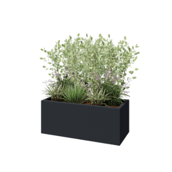 Kvetináč zo sklolaminátu - Obdĺžnik - 100 x 40 x 40 cm - RAL7021 matná (čierna sivá) - S dnom