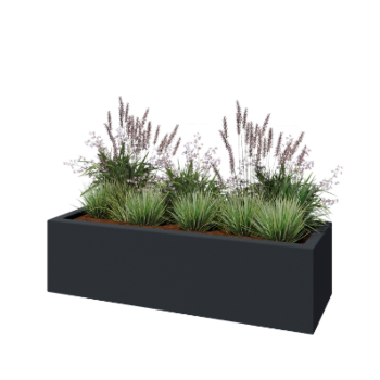 Kvetináč zo sklolaminátu - Obdĺžnik - 150 x 50 x 40 cm - RAL7021 matná (čierna sivá) - S dnom