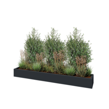 Kvetináč zo sklolaminátu - Obdĺžnik - 200 x 30 x 20 cm - RAL7021 matná (čierna sivá) - S dnom