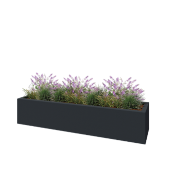 Kvetináč zo sklolaminátu - Obdĺžnik - 200 x 50 x 40 cm - RAL7021 matná (čierna sivá) - S dnom