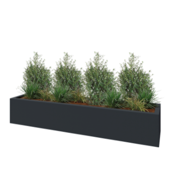 Kvetináč zo sklolaminátu - Obdĺžnik - 230 x 50 x 40 cm - RAL7021 matná (čierna sivá) - S dnom