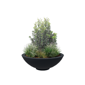 Kvetináč zo sklolaminátu - Misa - Ø 120 x 40 cm - RAL7021 matná (čierna sivá) - S dnom