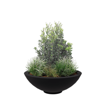 Kvetináč zo sklolaminátu - Misa - Ø 120 x 40 cm - RAL7021 matná (čierna sivá) - S dnom