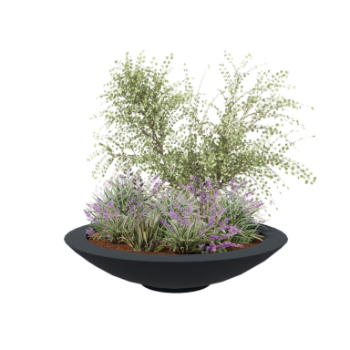 Kvetináč zo sklolaminátu - Misa - Ø 153 x 34 cm - RAL7021 matná (čierna sivá) - S dnom